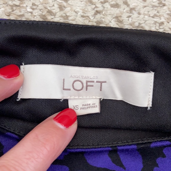 LOFT Purple & Black Animal Print Dress, XS - Picture 4 of 13